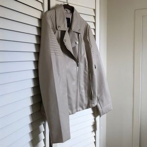 New beige faux leather motorcycle jacket L